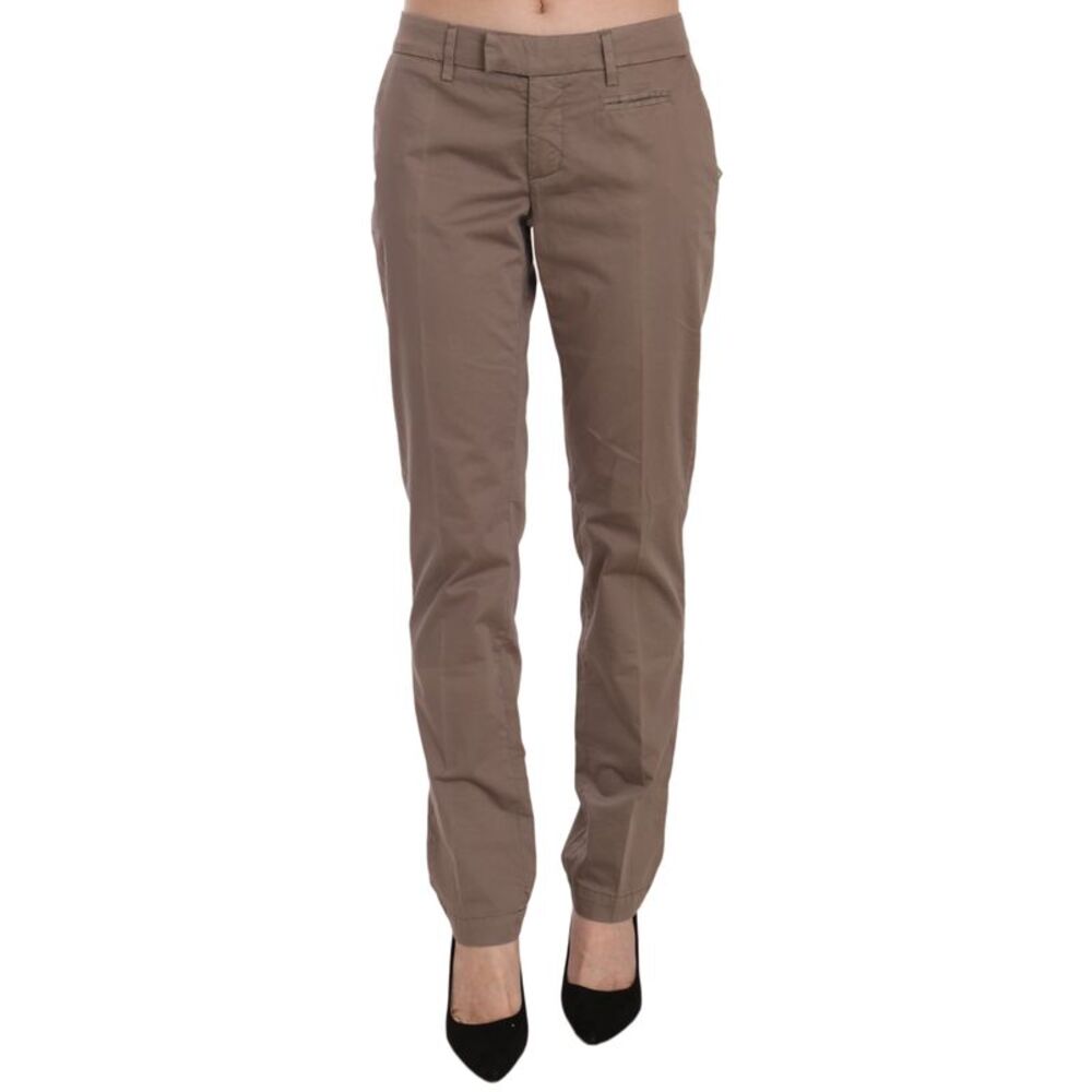 Dondup Brown Low Waist Straight Cut Trouser Women's Pant